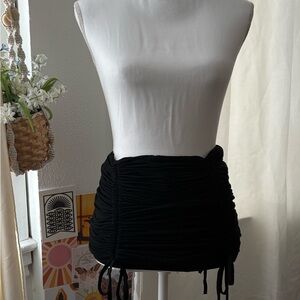 SHEIN Black Ruched Mini skirt, and Shein black mini skirt with see thru side